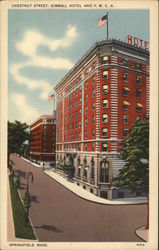 Chestnut Street, Kimball Hotel and Y.M.C.A. Springfield, MA Postcard Postcard Postcard