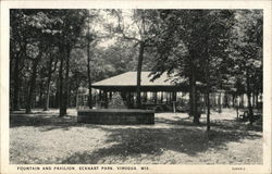 Fountain and Pavilion at Eckhart Park Viroqua, WI Postcard Postcard Postcard