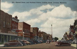 Second Street and Business District, Looking North Laramie, WY Postcard Postcard Postcard