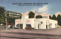 Martin Bros. Restaurant and Drive-In Stand, 5 Miles East of Canal St. New Orleans, LA Postcard Postcard Postcard