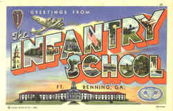 Greetings From The Infantry School Fort Benning, GA Postcard Postcard