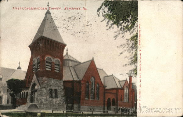 First Congregational Church Kewanee, IL Postcard