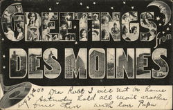 Greetings Des Moines, IA Postcard Postcard Postcard