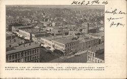 Bird's Eye View of Town Looking Northwest from Court House Marshalltown, IA Postcard Postcard Postcard