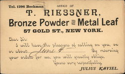 T. Riessner, Bronze Powder Metal Leaf Postcard