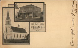 Catholic Church and Parsonage Postcard