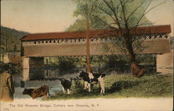 Old Wooden Bridge Oneonta, NY Postcard Postcard Postcard