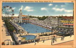 Steeplechase Swimming Pool, Steeplechase Park, Coney Island New York, NY Postcard Postcard Postcard