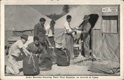 Army Recruits Drawing Their First Supplies, On Arrival at Camp Postcard