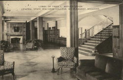 Lobby of Fred L. Keeler Union, Central State Teachers College Mount Pleasant, MI Postcard Postcard Postcard