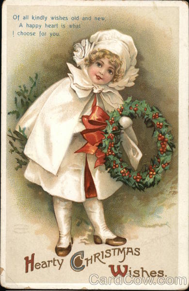 Hearty Christmas Wishes Children Postcard