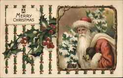 A Merry Christmas - Santa Carrying Bag Postcard