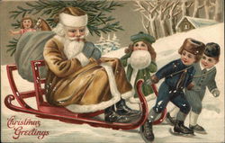 Christmas Greetings Santa Claus Postcard Postcard Postcard