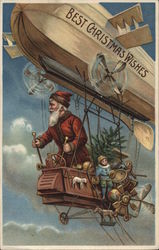 Santa Piloting a Blimp Postcard