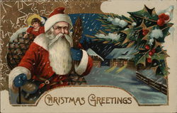 Christmas Greetings Santa Claus Postcard Postcard Postcard