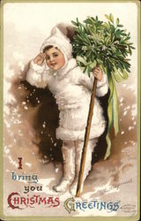 I bring you Christmas Greetings Children Postcard Postcard Postcard