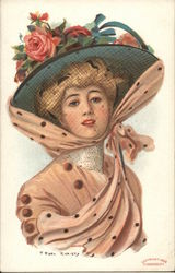 Woman in Floral Hat Women Postcard Postcard Postcard