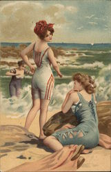 Ladies On The Beach Swimsuits & Pinup Postcard Postcard Postcard