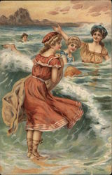 Ladies on the Seashore Swimsuits & Pinup Postcard Postcard Postcard