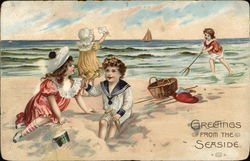 Greetings from the Seaside Children Postcard Postcard Postcard