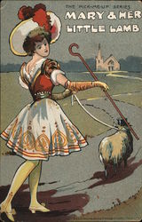 Mary & Her Little Lamb Nursery Rhymes Postcard Postcard