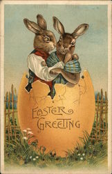 Easter Greeting With Bunnies Postcard Postcard Postcard