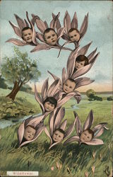 Wildflower Letter "Z" with Multiple Babies Postcard