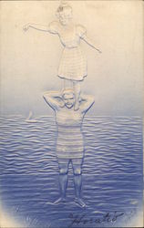 Standing on His Shoulders Swimsuits & Pinup Postcard Postcard Postcard