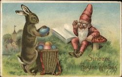 Sincere Easter Wishes With Bunnies Postcard Postcard Postcard