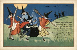 Witches Dancing around a Black Kettle Postcard