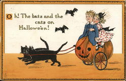 Oh! The bats and the cats on Halloween! Postcard Postcard Postcard