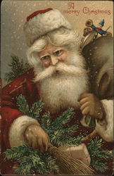 A Merry Christmas, Santa with Bag of Toys Postcard Postcard Postcard