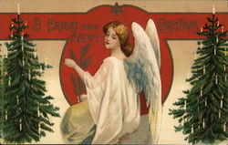 A Bright and Happy Christmas Angels Postcard Postcard Postcard