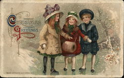 Christmas Greetings Children Postcard Postcard Postcard