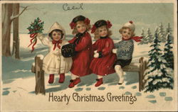 Hearty Christmas Greetings Children Postcard Postcard Postcard