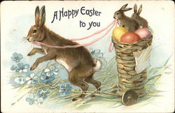 A Happy Easter To You With Bunnies Postcard Postcard Postcard