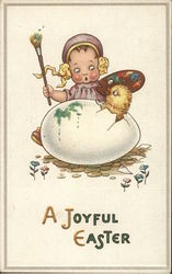 A Joyful Easter - Easter Egg Hatching - Child with Suprised Look Postcard