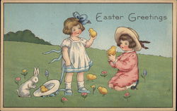 Easter Greetings With Children Postcard Postcard Postcard