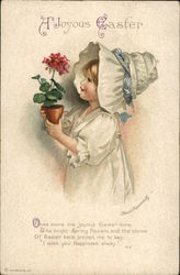 Child holding Geranium in Pot Ellen Clapsaddle Postcard Postcard Postcard