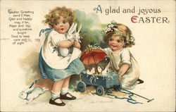 A Glad and joyous Easter With Children Postcard Postcard Postcard