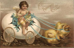 All Happiness for Easter With Chicks Postcard Postcard Postcard