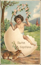 Easter Greetings With Children Postcard Postcard Postcard