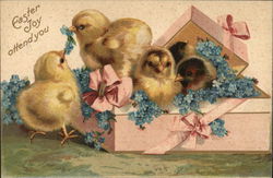 Easter Joy Attend You With Chicks Postcard Postcard Postcard