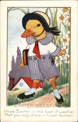 Duckling in Schoolboy Clothing Postcard Postcard Postcard