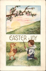 Easter Joy with Little Boy and Chick Postcard