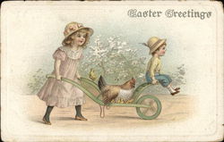 Easter Greetings With Children Postcard Postcard Postcard