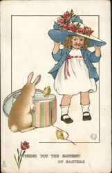 Wishing you the Happiest of Easters With Children Postcard Postcard Postcard