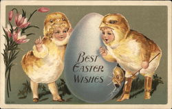 Best Easter Wishes, Children in Chick Costumes With Children Postcard Postcard Postcard