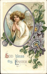 God bless thy Easter With Angels Postcard Postcard Postcard