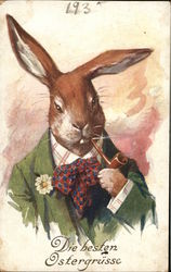 Bunny Smoking Pipe With Bunnies Postcard Postcard Postcard